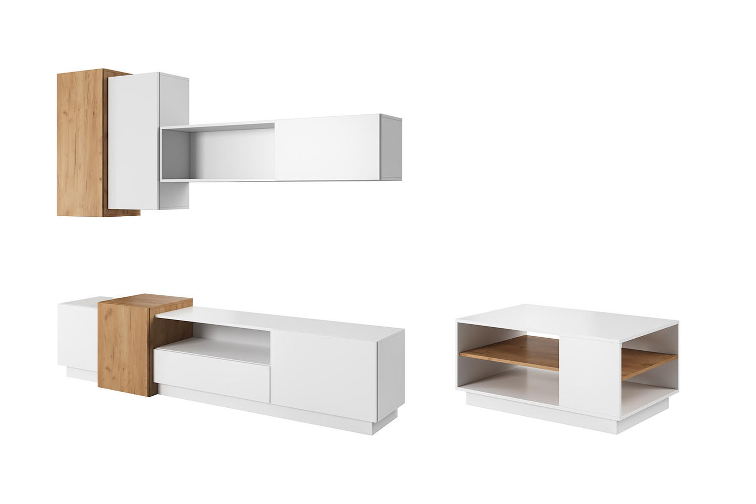 Feldmann-Wohnen Wohnzimmer-Set Weiß 220x93x45 cm