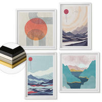 WANDBILDER 4er-Set - 50x50 cm & 40x60 cm Weißer Rahmen - Japanische Berglandschaften - Weiß, Kunststoff (50/50cm) - ArtPrintCave