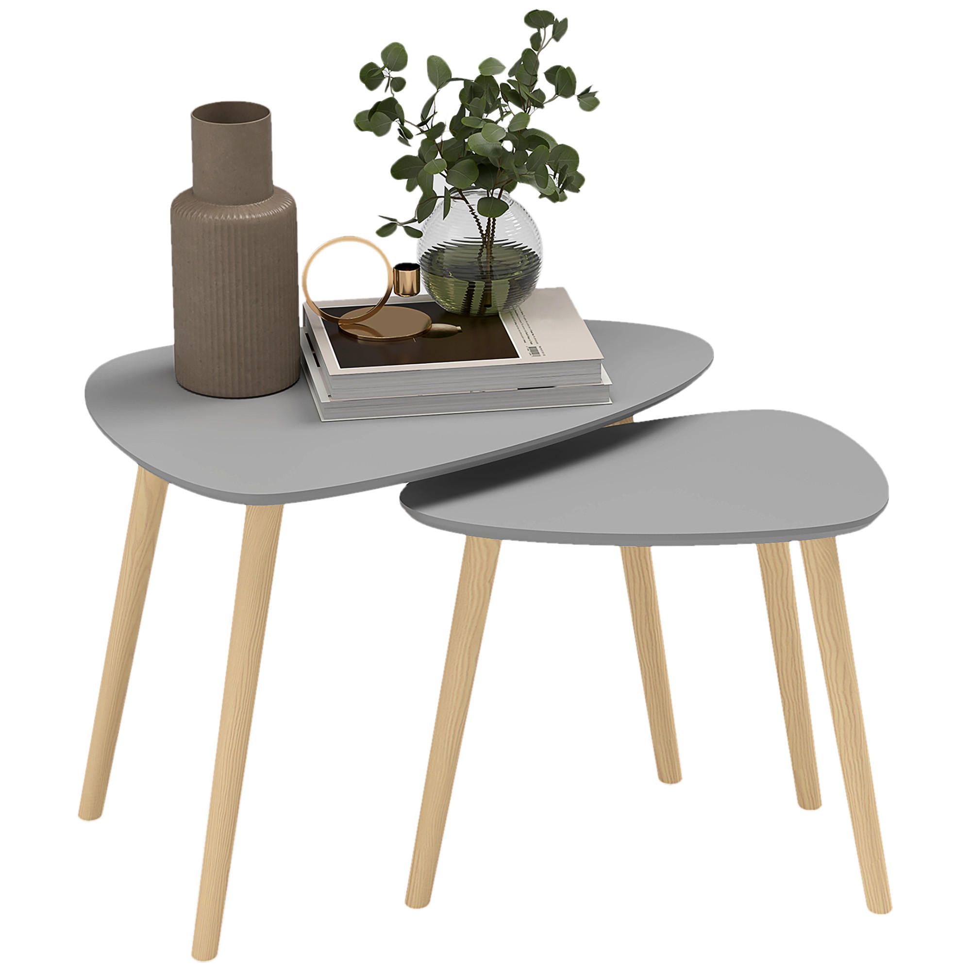 BEISTELLTISCH Grau 2 Stück - Grau, Kunststoff (59.5/39.5/45cm) - GiPP