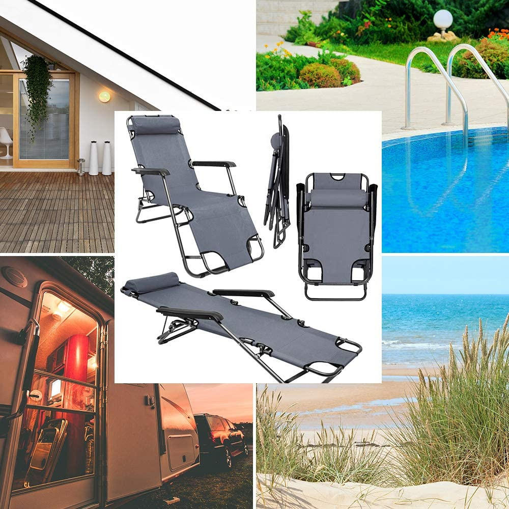 CAMPINGSTUHL, 153/70 cm, Grau - Grau, Kunststoff (60/30/153cm) - Amanka