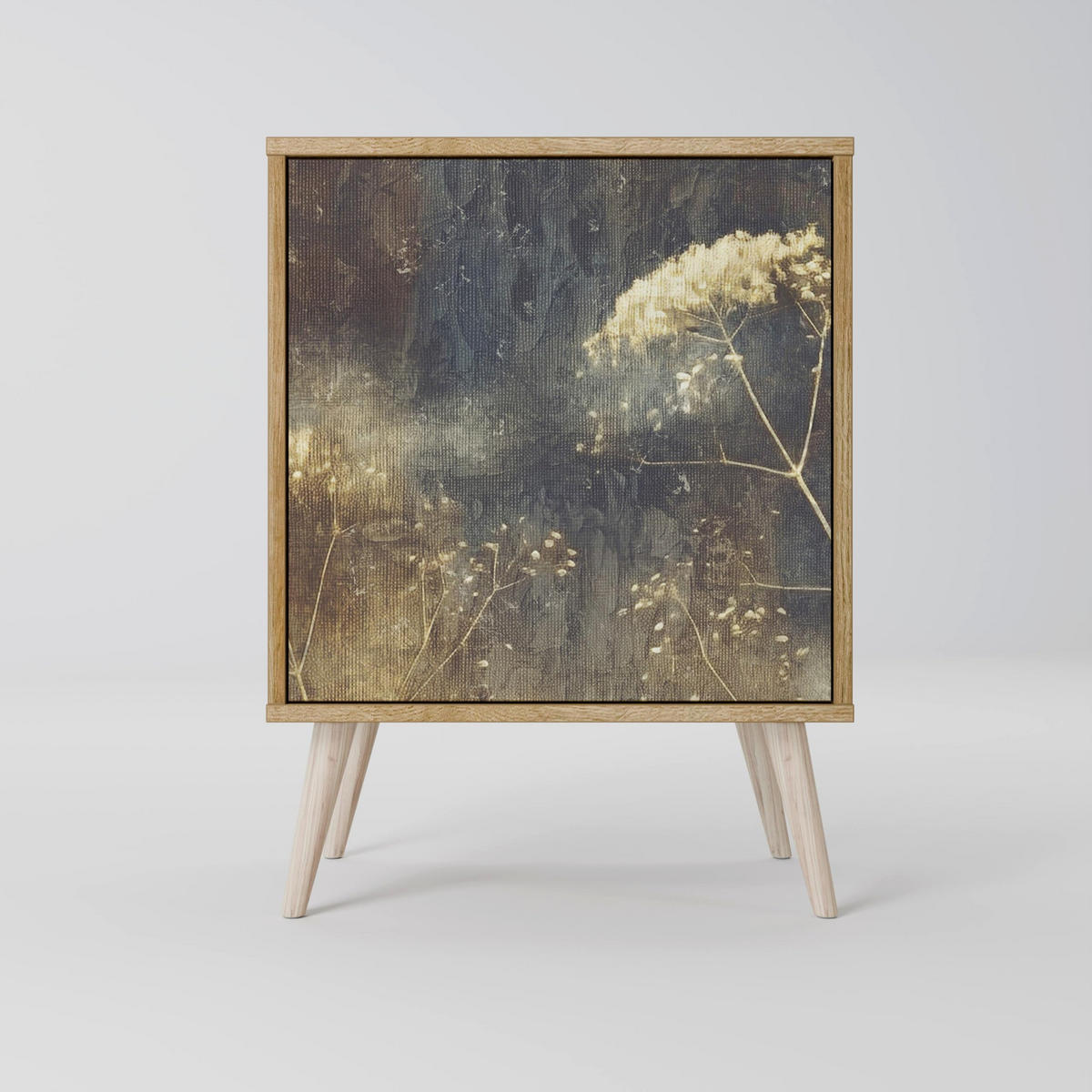 SIDEBOARD GENTLE POWER, Grau, 57,5x42x77,5 cm, Schräge Buchenholzfüße - Buchefarben/Multicolor, Holzwerkstoff/Buchenholz (57.5/77.5/42cm) - SpaceRebels