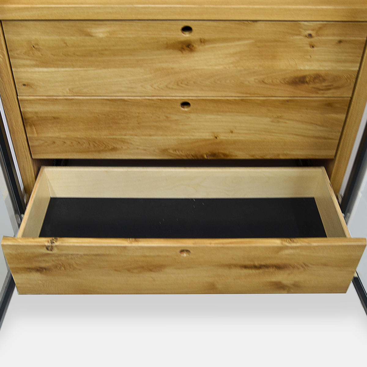 VITRINE aus Holz mit Regalen und Schubladen CARLA II - Eichefarben, Holz (100/190/45cm) - Rawood Furniture