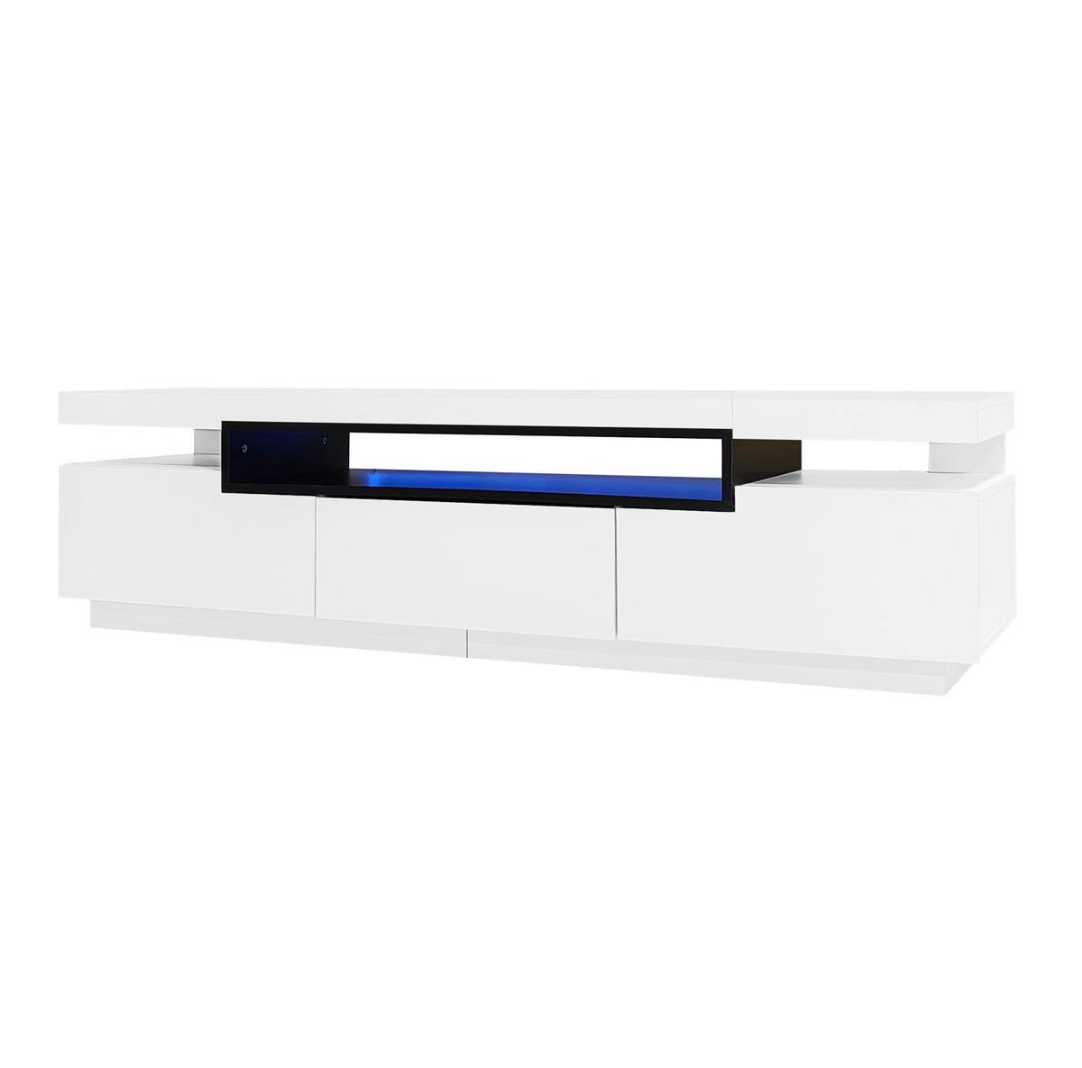 LOWBOARD 160/39/42 cm aus Holzwerkstoff mit LED-Beleuchtung und 3 Schubladen Weiß - Weiß, Holzwerkstoff (160/42/39cm) - Modenvie