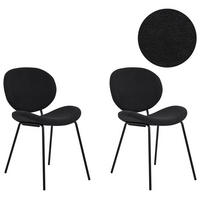 ÉTKEZŐSZÉK 2 darabos Szett Műbőr Fekete Luana - fekete, textil/fém (50/80/58cm) - Beliani