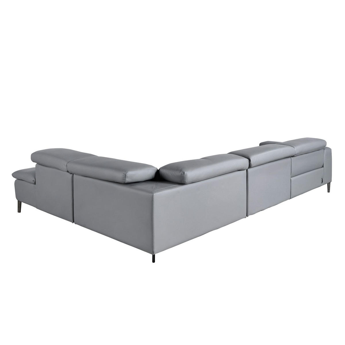 ECKSOFA Relaxsofa mit Chaiselongue rechts in Leder grau 330/224/100 cm - Grau, Leder/Metall (330/224cm) - ANGEL CERDA