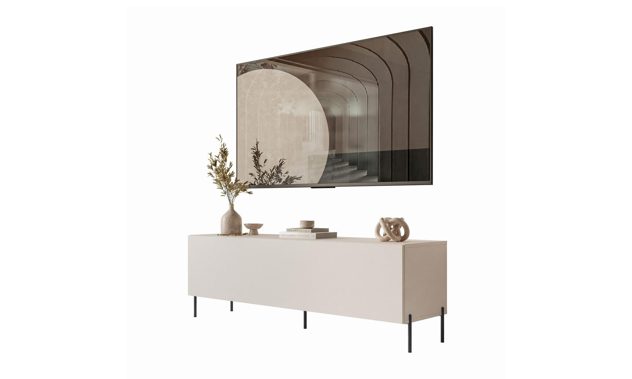 TV-SCHRANK COLGANTE 150/40/50 cm gerade schwarze Füße ohne LED-Beleuchtung Kaschmir - Kaschmir/Schwarz, Holzwerkstoff (150/50/40cm) - Lookway