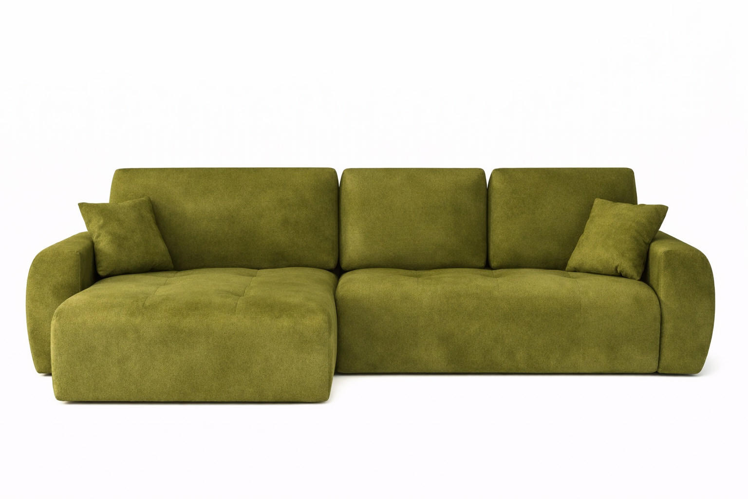 ECKSOFA Mit Schlaffunktion Und Bettkasten L-Form Ivo L, Veloursstoff Salvador, Olive, Links - Olivgrün, Holz (250/142cm) - Kaiser Möbel