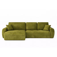 ECKSOFA Mit Schlaffunktion Und Bettkasten L-Form Ivo L, Veloursstoff Salvador, Olive, Links - Olivgrün, Holz (250/142cm) - Kaiser Möbel