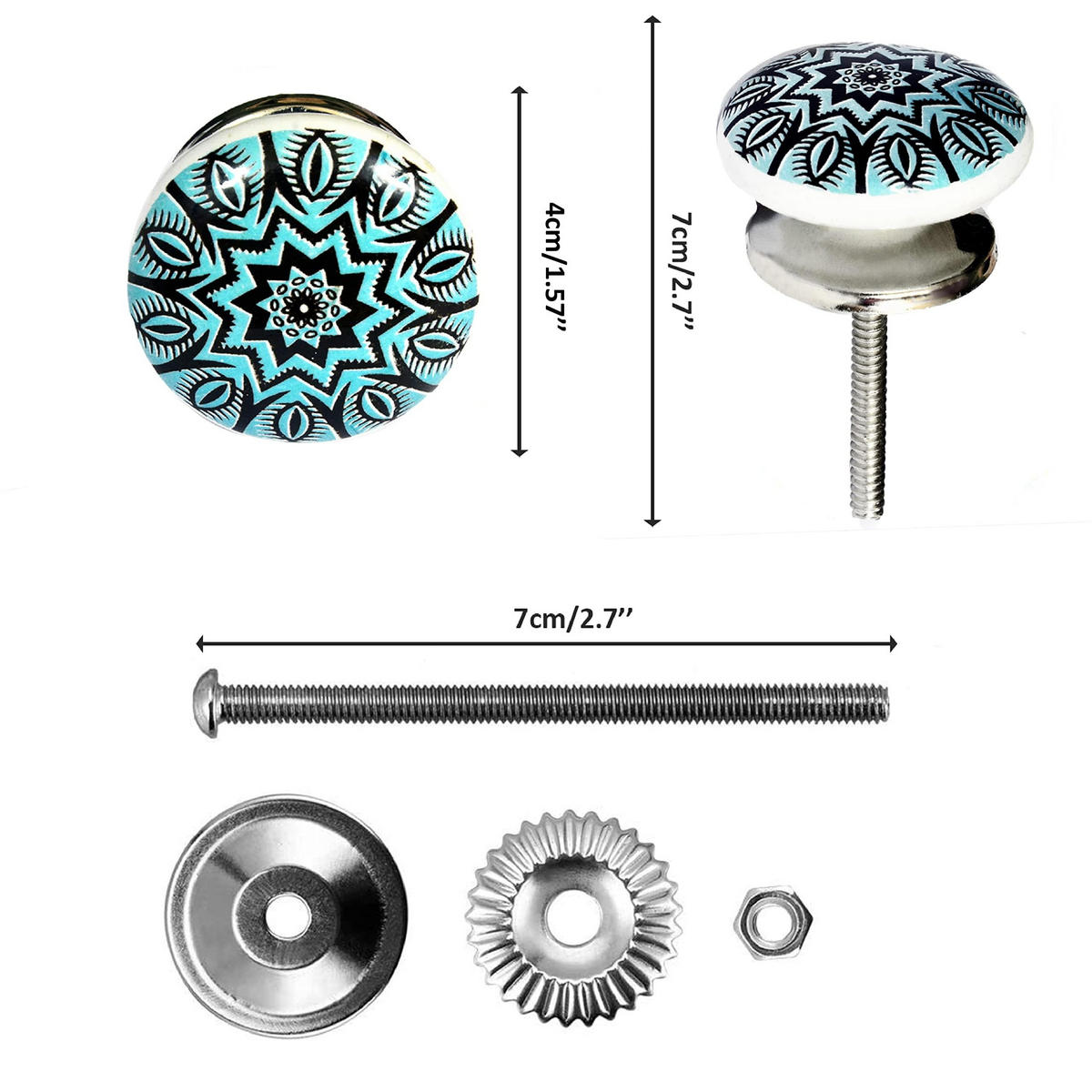 KERAMIKKNÖPFEN Set mit 24 schwarz-weißen Keramikknöpfen40 mm - Weiß, Keramik (4/4/6.9cm) - Nacnic