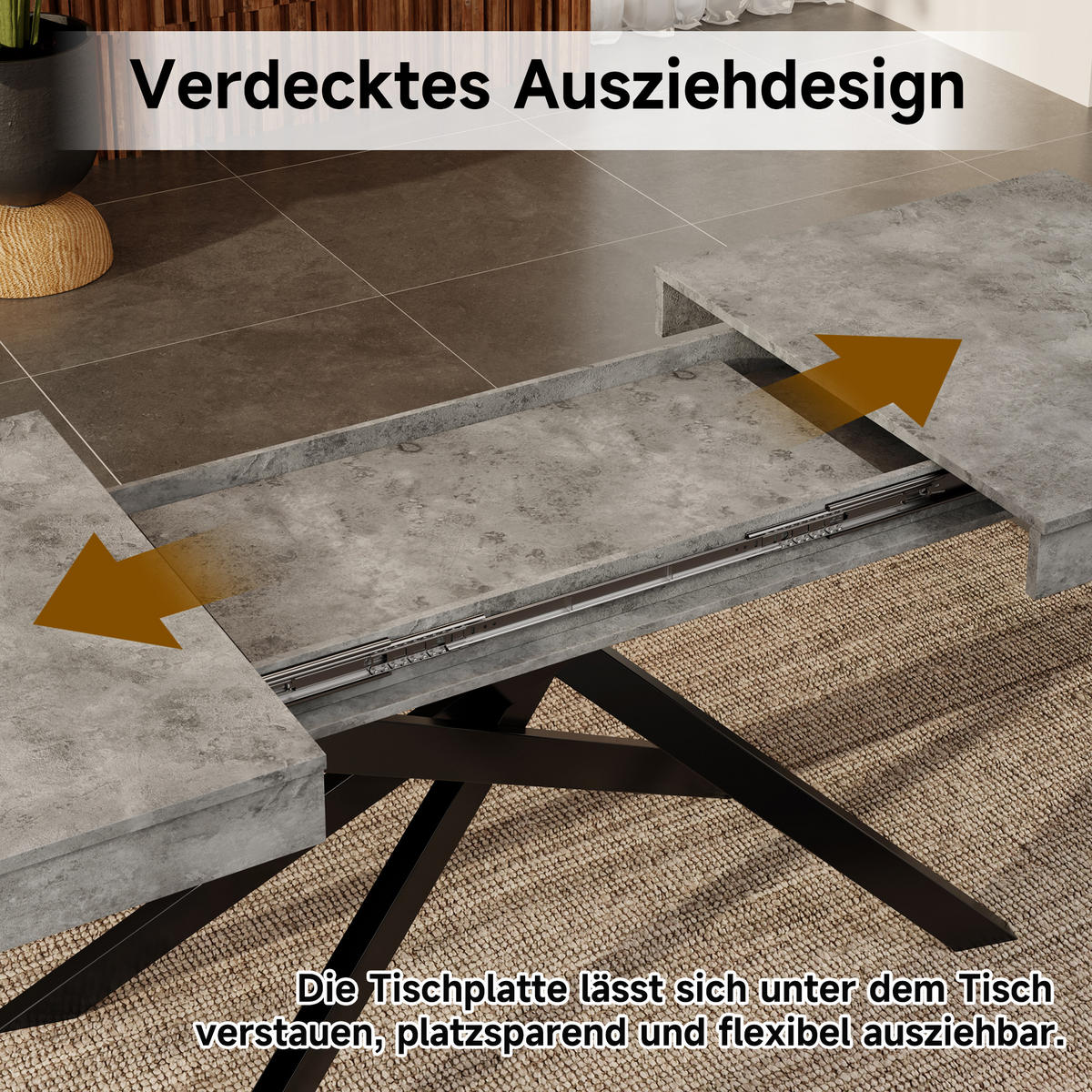 ESSTISCH Erweiterbar Grau Metallbeine 140-180x80cm Für 6-8 Personen - Grau, Holzwerkstoff (180/80/76cm) - FLIEKS