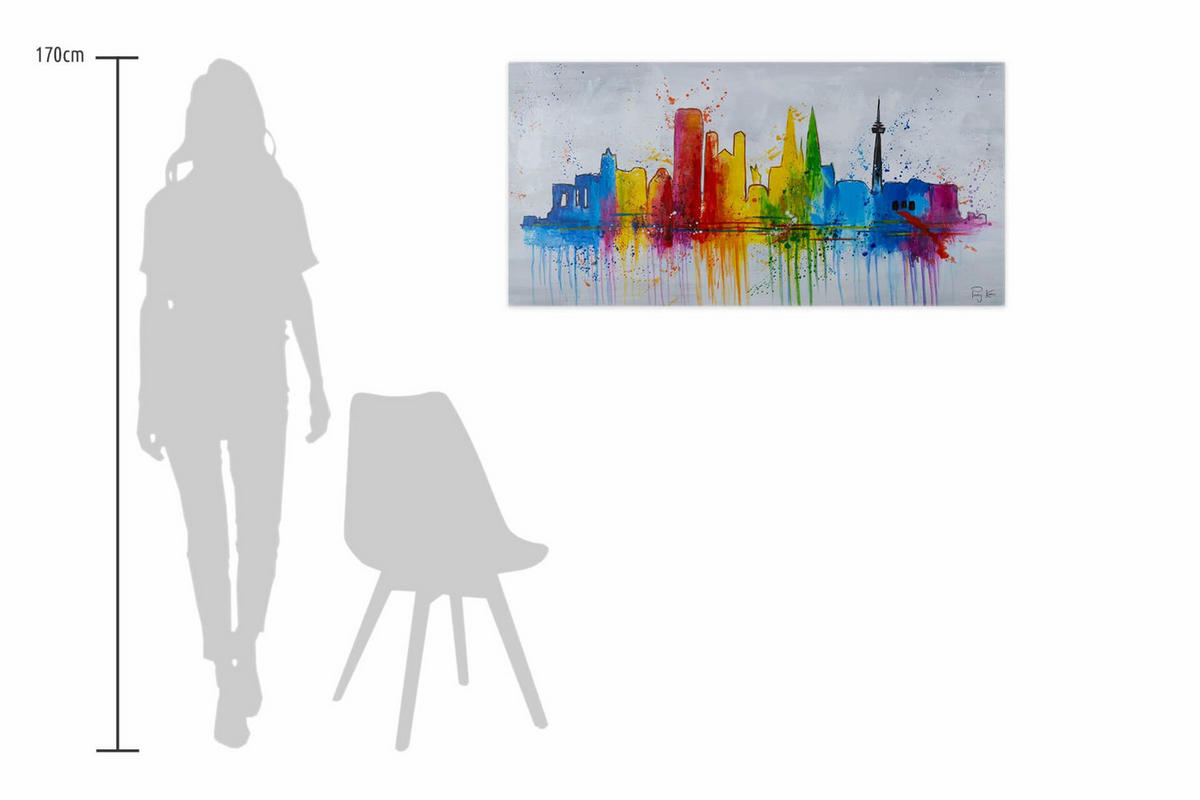 ACRYLBILD HANDGEMALT 120/60 cm - Blau/Gelb, Holz/Textil (120/60cm) - KUNSTLOFT
