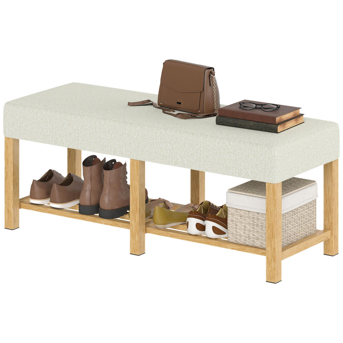 SCHUHBANK Natur 120/44/48 cm - Naturfarben, Holz (120/48/44cm) - PANGIVO