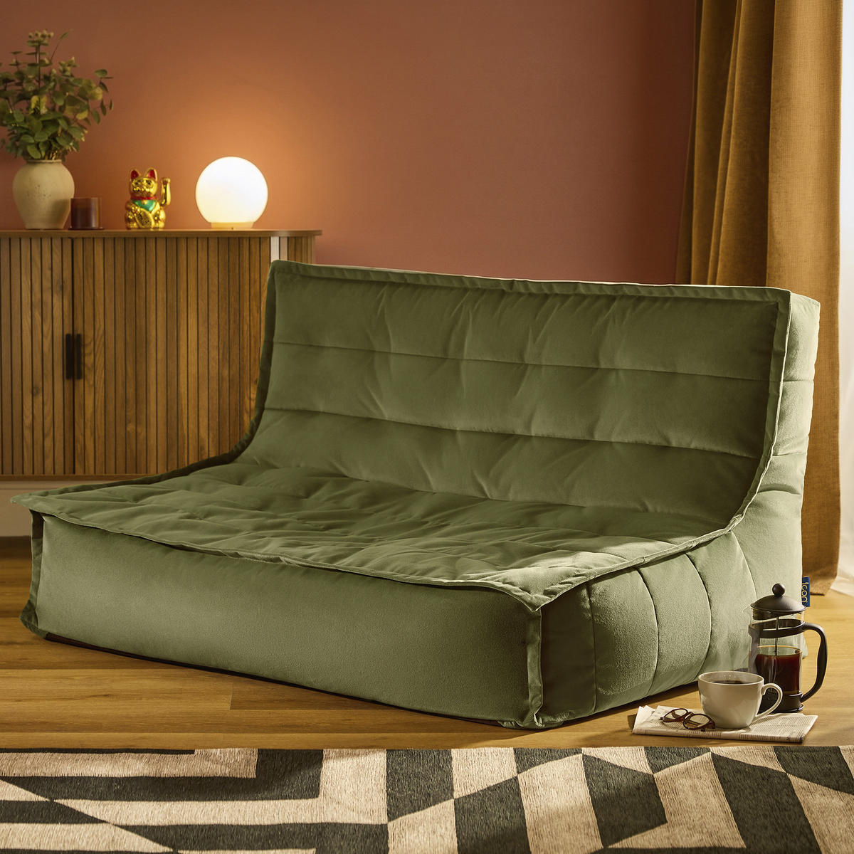 SITZSACK Sofa Skandi, Samt - Dunkelgrün, Textil (140/72/100cm) - icon