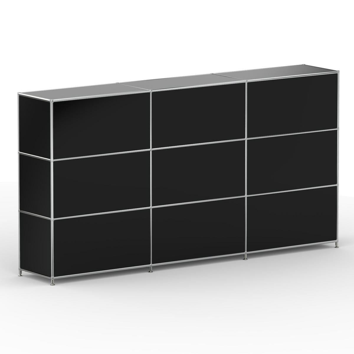 HOCHSCHRANK, 9 Klappen, Schloss, Breite 227 cm, Graphitschwarz - Chromfarben/Silberfarben, Metall (40/118/227.2cm) - Versee