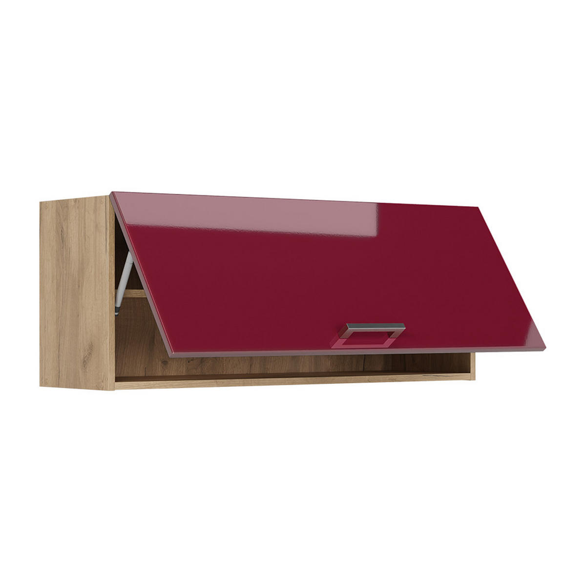 HÄNGESCHRANK R-Line, Rot Hochglanz/Goldkraft Eiche, 100 cm Flach - Honigeiche/Rot, Holzwerkstoff (100/40/31cm) - Vicco