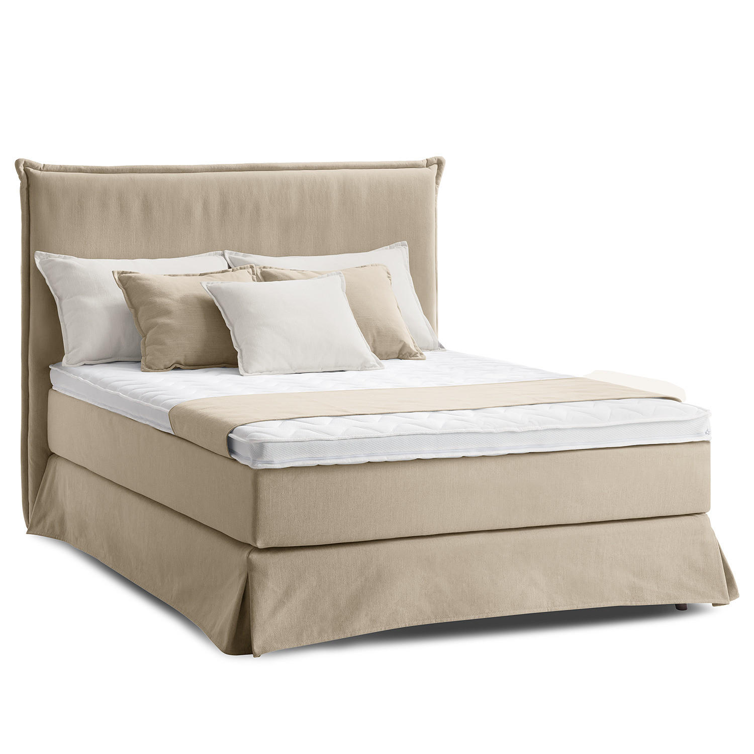 BOXSPRINGBETT mit Husse - Schlammfarben, Textil (140/200cm) - home24