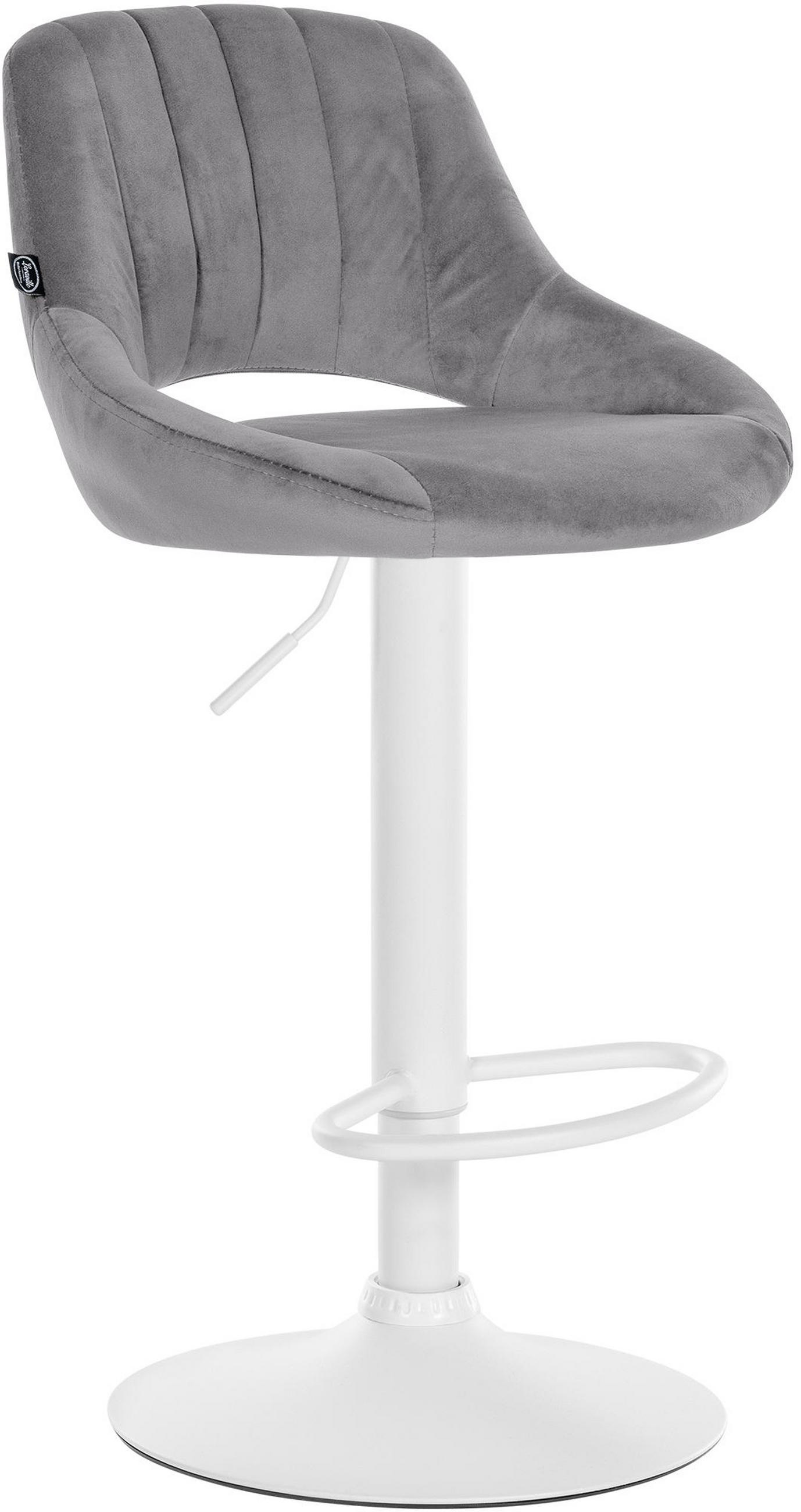 BARHOCKER Milos Samt weiß dunkelgrau - Weiß/Grau, Textil/Metall (47/106/48cm) - TPFLiving