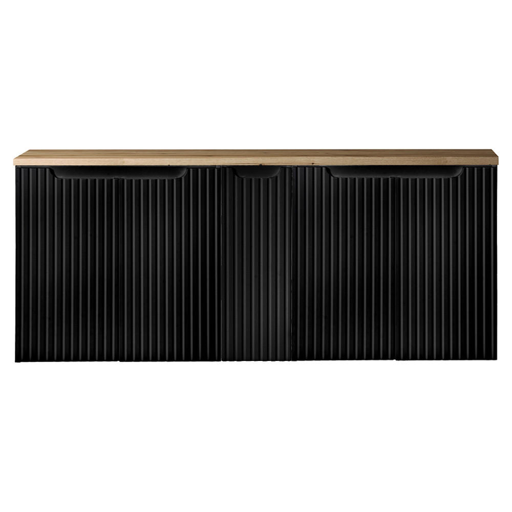 WASCHBECKENSCHRANK Newport-56 - Schwarz, Holzwerkstoff (140/60/40cm) - Lomado