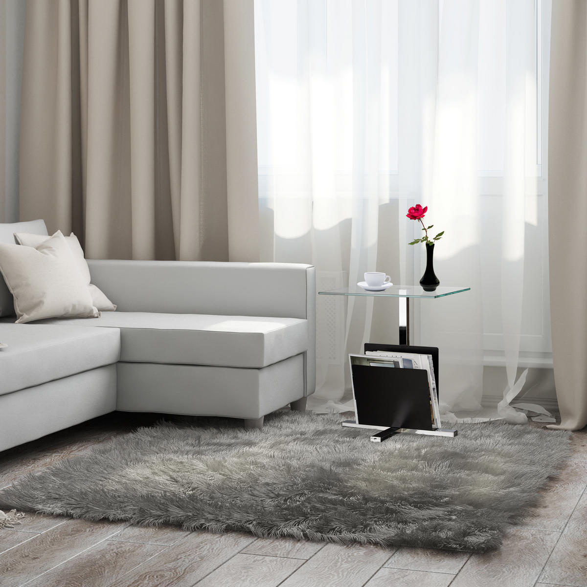 BEISTELLTISCH - Multicolor, Glas/Metall (36/46/53cm) - Relaxdays
