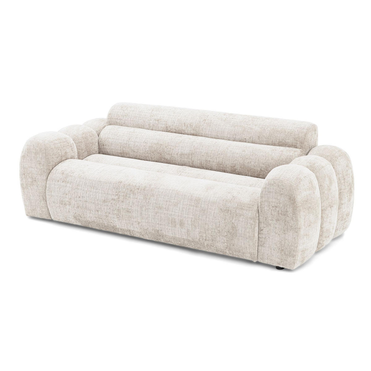 2-SITZER modulares Sofa VEER, Breite 213 cm Chenille Webstoff Creme - Creme/Schwarz, Holz/Kunststoff (213/75/95cm) - Muffo