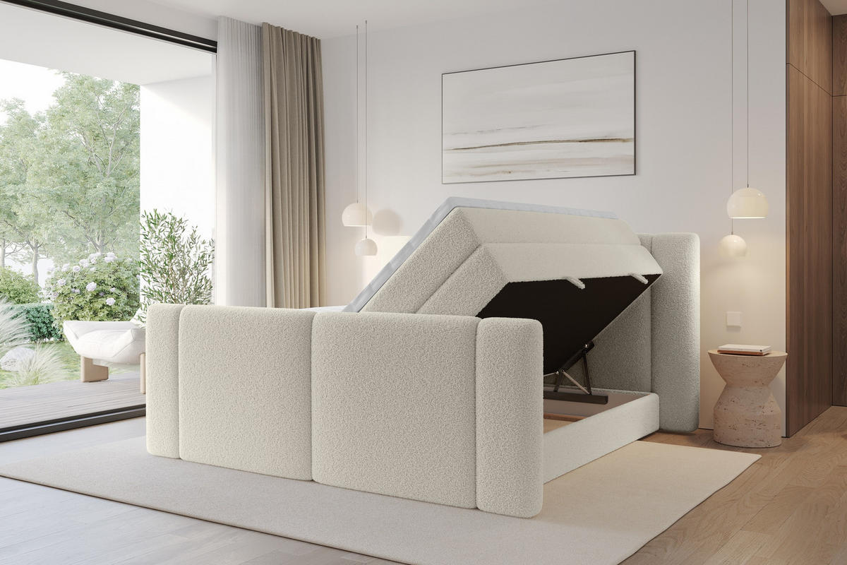 BOXSPRINGBETT mit Matratze H3/H4 - EVON KING Zanozek - 140x200 cm Beige - Kaschmir, Holzwerkstoff (140/200cm) - ALTDECOR