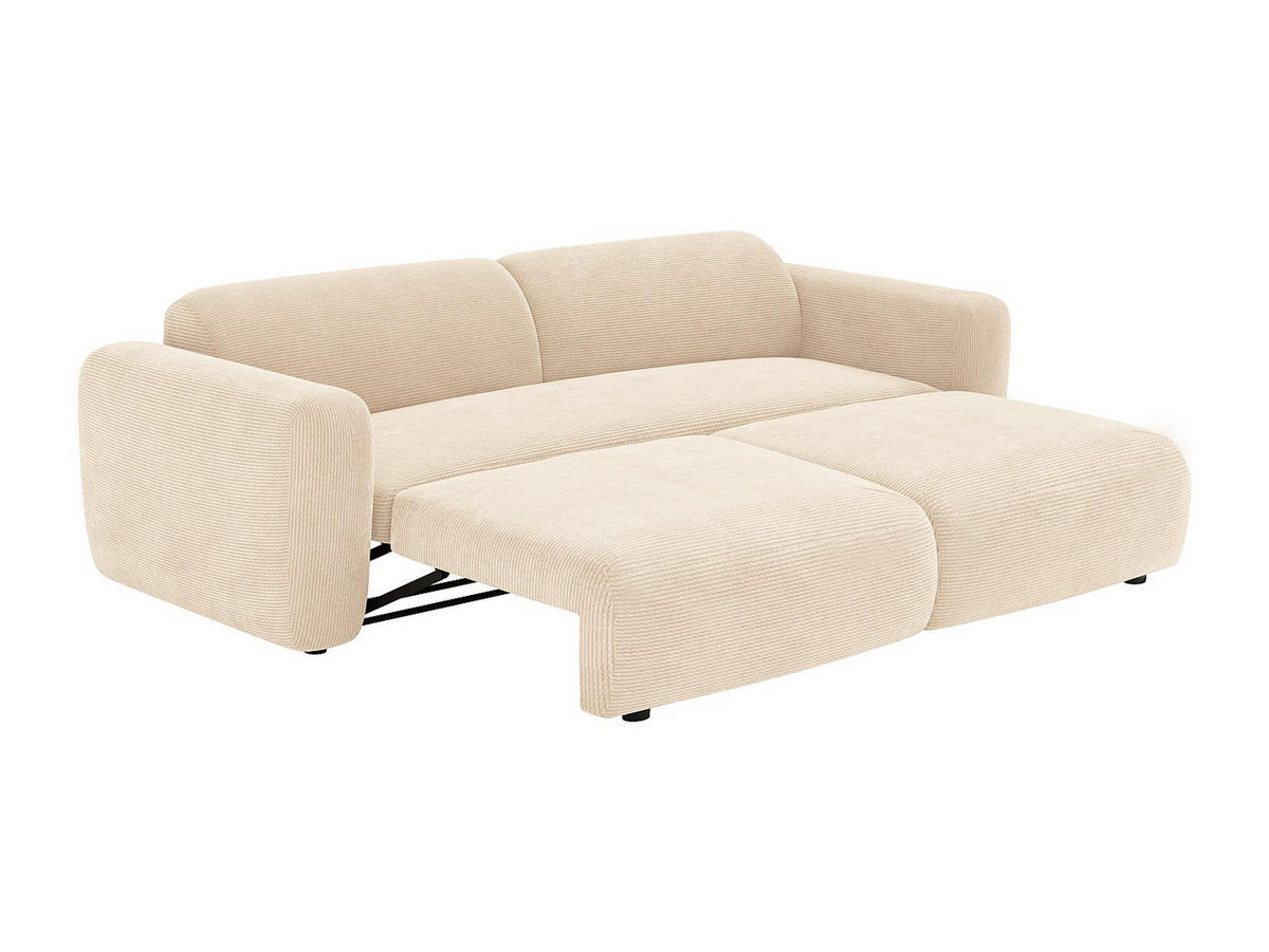 SCHLAFSOFA - 4 Personen - samt - gebrochenes weiß Pogni - Weiß, Textil (240/73/97cm) - Vente-Unique