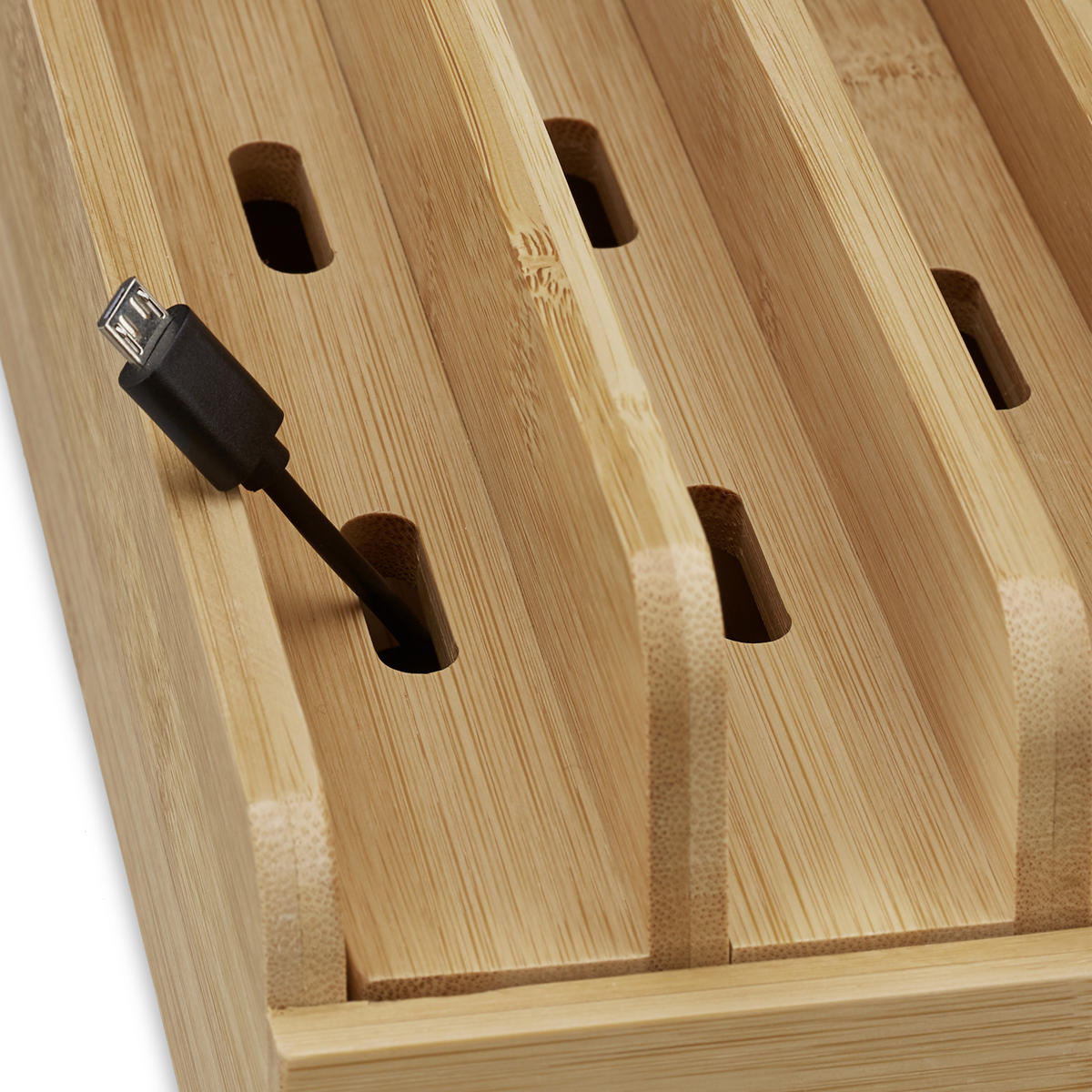 NABÍJACIA stanica - svetlohnedá, drevo (15/22.5/10cm) - Relaxdays