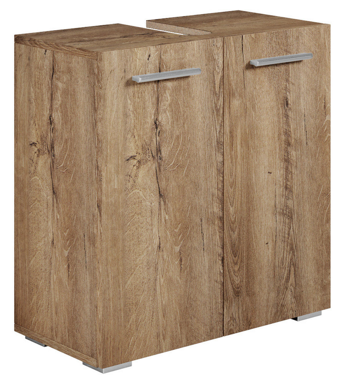 WASCHBECKENUNTERSCHRANK Jupiter 2 Türen Braun Eiche - 60 x 30 x 60 cm - Eichefarben/Braun, Holz (60/60/30cm) - Badplaats