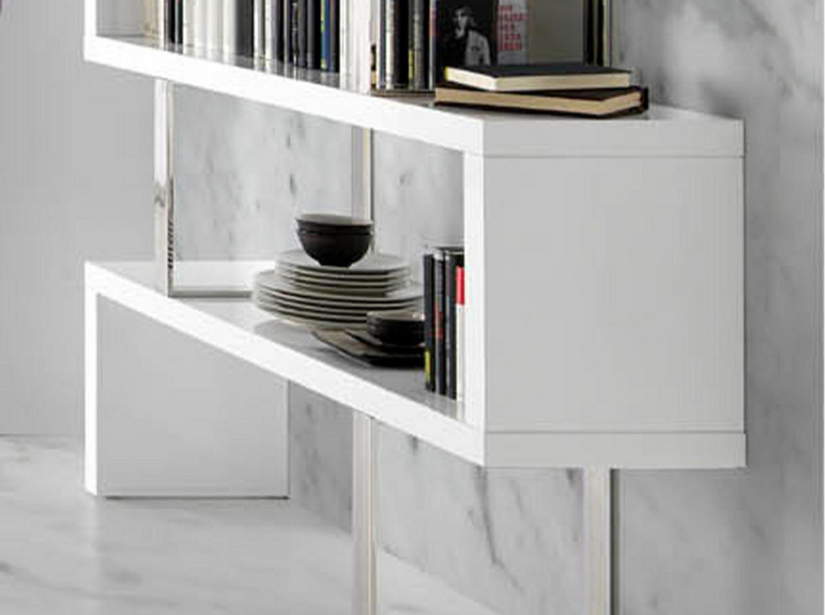 REGAL Weiße und Stahlregale 130/35/170 cm - Edelstahlfarben/Weiß, Holz/Metall (130/170/30cm) - ANGEL CERDA