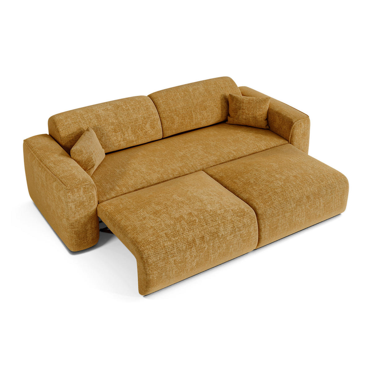 SCHLAFSOFA GERADE Geprägter Samt Senf 240cm - Dunkelgelb, Textil (240/73/97cm) - Sia Home