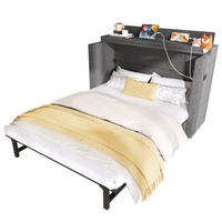 SCHRANKBETT 140x200cm Grau Leinen 1 Schublade USB-C mobiles Bett - Grau, Holz (140/200cm) - FLIEKS