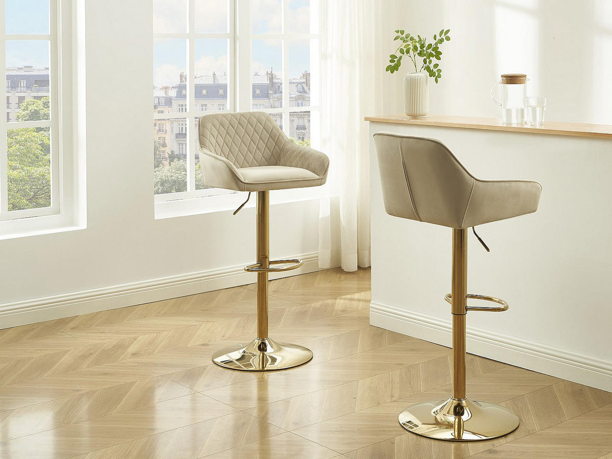 BARHOCKER - 50 cm x 53 cm - Stoff - Beige TAVOA - Beige, Textil (50/108/53cm) - Vente-Unique
