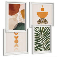 BILDER SET 4er Set - 50x50 cm & 40x60 cm Weißer Rahmen - Abstrakte Blattformen - Weiß, Kunststoff (50/50cm) - TULUP