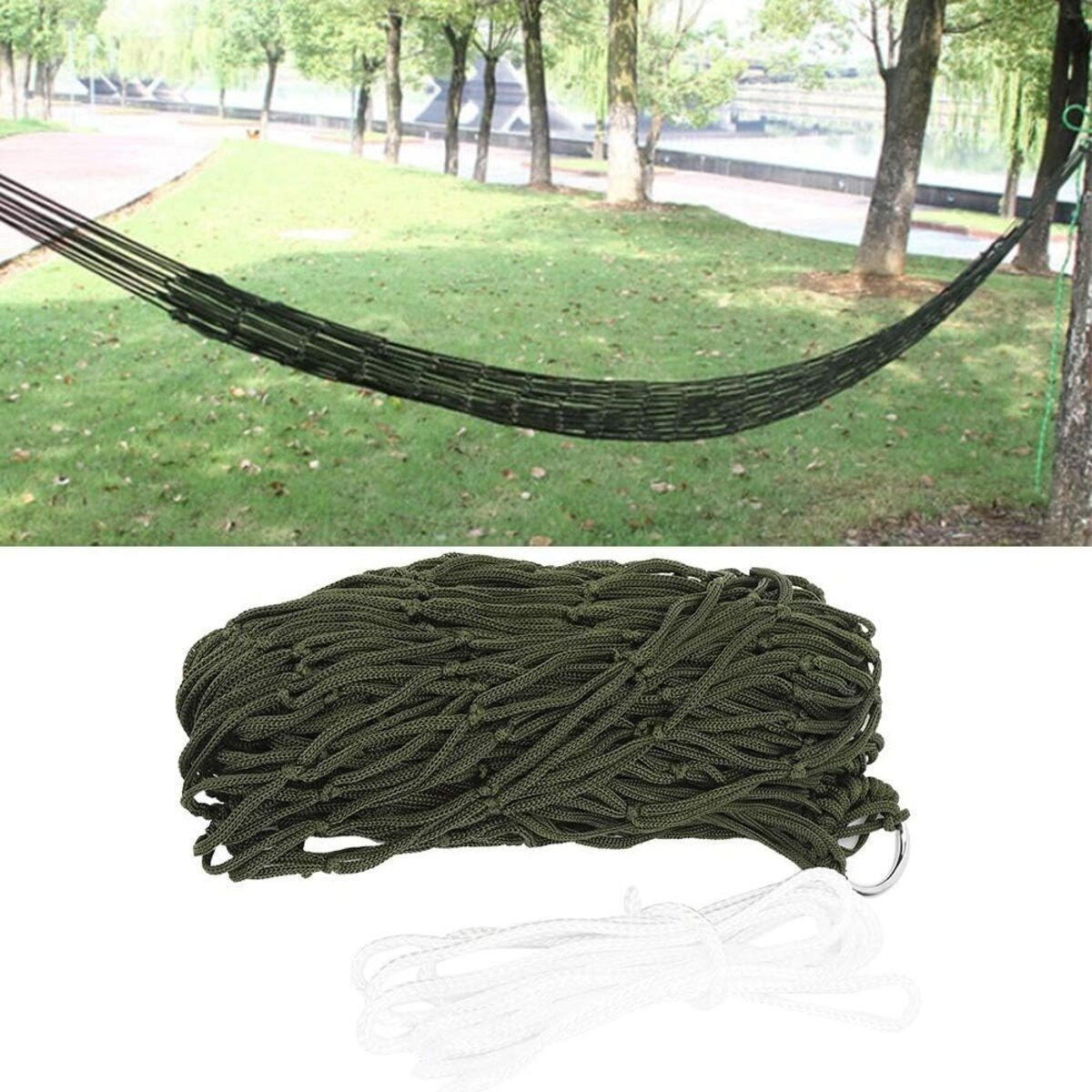 HÄNGEMATTE Netz, Nylon, 250x150cm, Camping - Grün, Textil (250/1/150cm) - Authentics