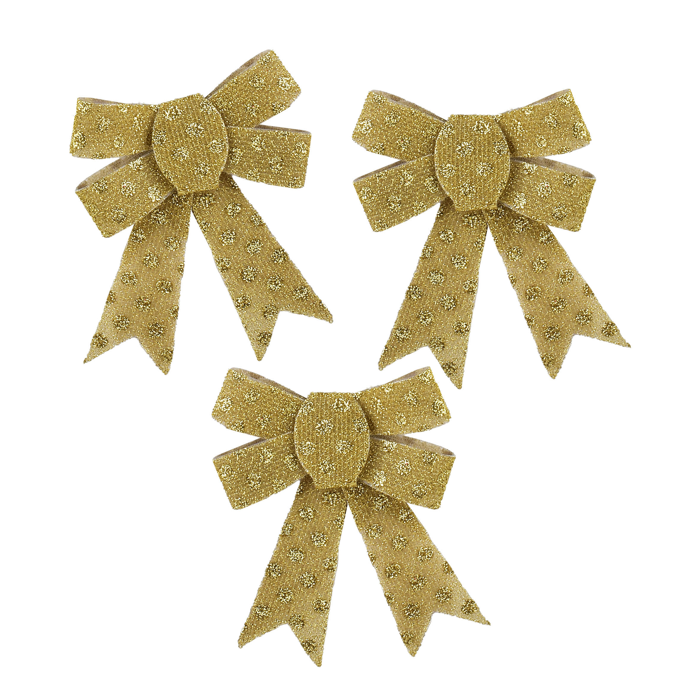 SCHLEIFE Santa Lila 3er Set Gold 9,5x9,5x12cm Kunststoff - Goldfarben, Kunststoff (9.5/12/9.5cm) - Mondex