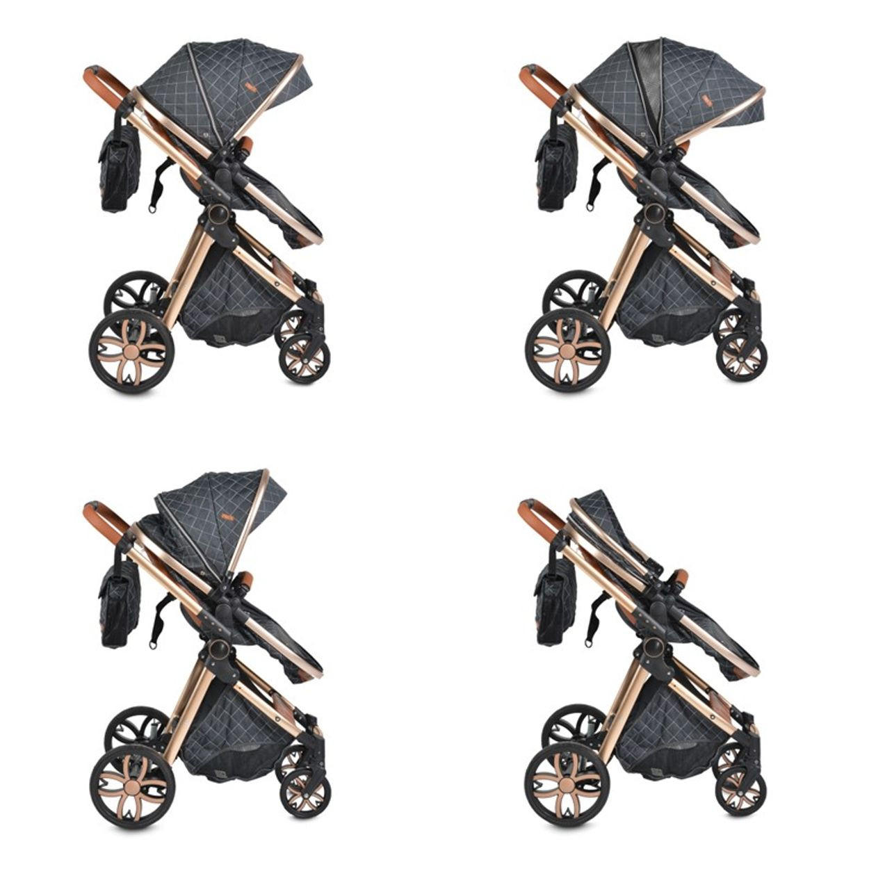Thumbnail - Moni Kinderwagen, Schwarz, Metall, 60x120x90 cm, kinder, unisex, Baby on Tour, Kinderwagen & Buggys, Kombikinderwagen