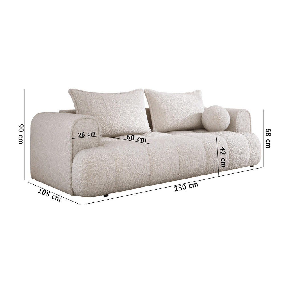 Thumbnail - DomoHome Sofa, Waldgrün, Textil, Rechteckig, 250x90x105 cm, Wohnzimmer, Sofas & Couches, Schlafsofas