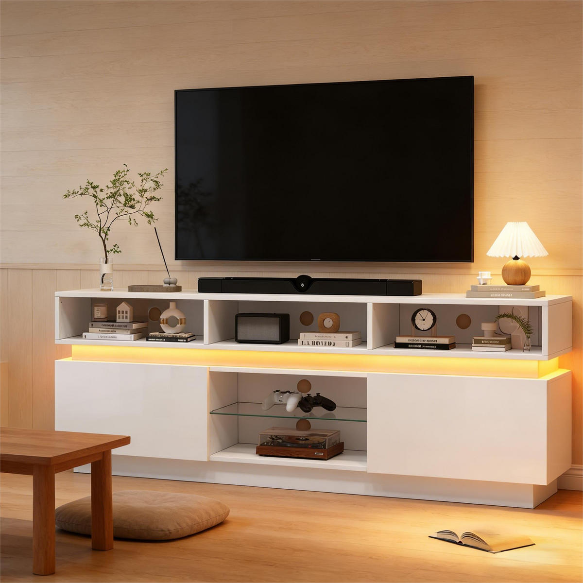 TV-LOWBOARD Weiß 160/35/60 cm - Weiß, Holzwerkstoff (160/60/35cm) - PANGIVO