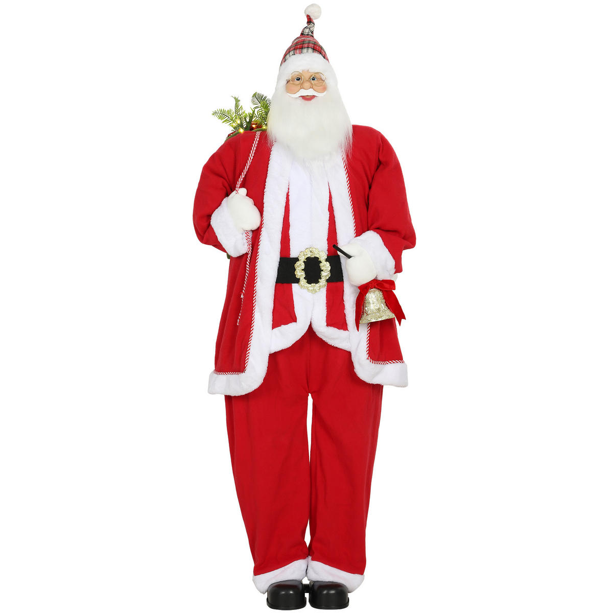 WEIHNACHTSMANN 1,6 m stehende Weihnachtsmann mit Geschenk- und Weihnachtsglock - Rot, Textil (45/160/55cm) - HOMCOM