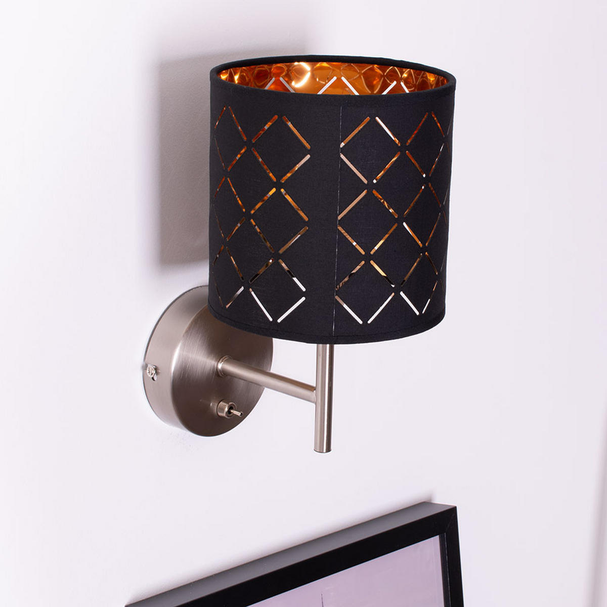 LED WANDLEUCHTE CLARKE Schwarz Gold - Schwarz, Metall (19/26/19cm)