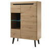 VITRINE Eiche Artisan, schwarz 90 cm, Highboard skandinavisch - Eichefarben/Schwarz, Glas/Holzwerkstoff (90/134/40cm) - Furn.Design