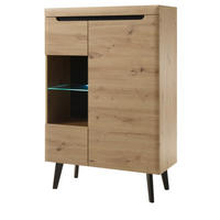 VITRINE Eiche Artisan, schwarz 90 cm, Highboard skandinavisch - Eichefarben/Schwarz, Glas/Holzwerkstoff (90/134/40cm) - Furn.Design