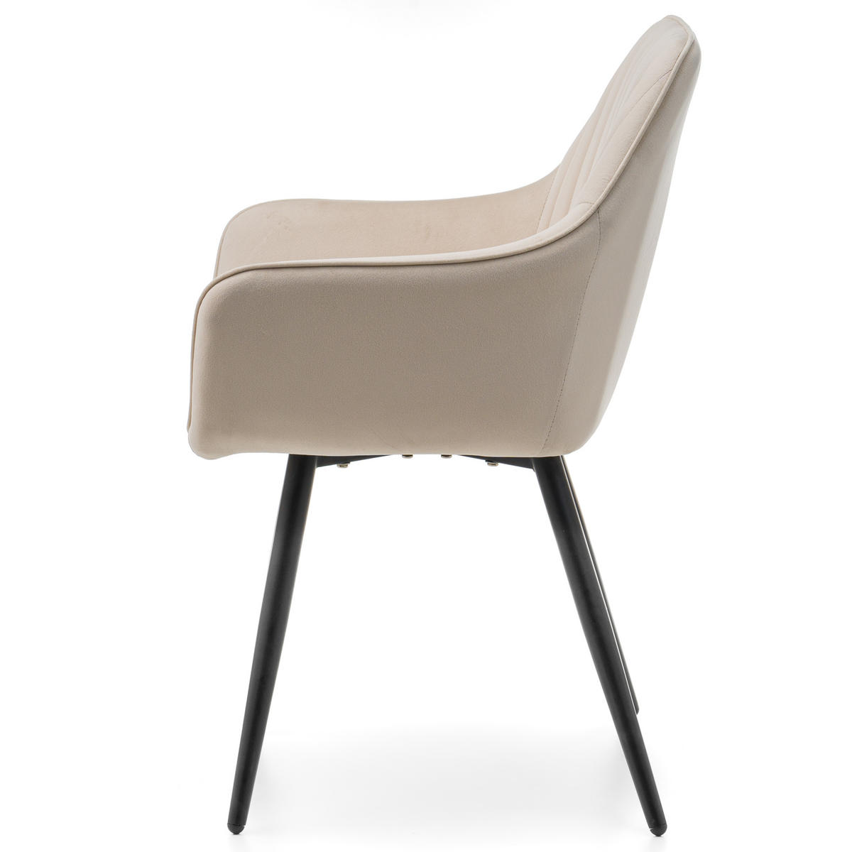 STUHL PASSO gepolstert mit Steppung - beige - Samt Velours - Ecru/Beige, Textil/Metall (58/87/60cm) - NEW HOME