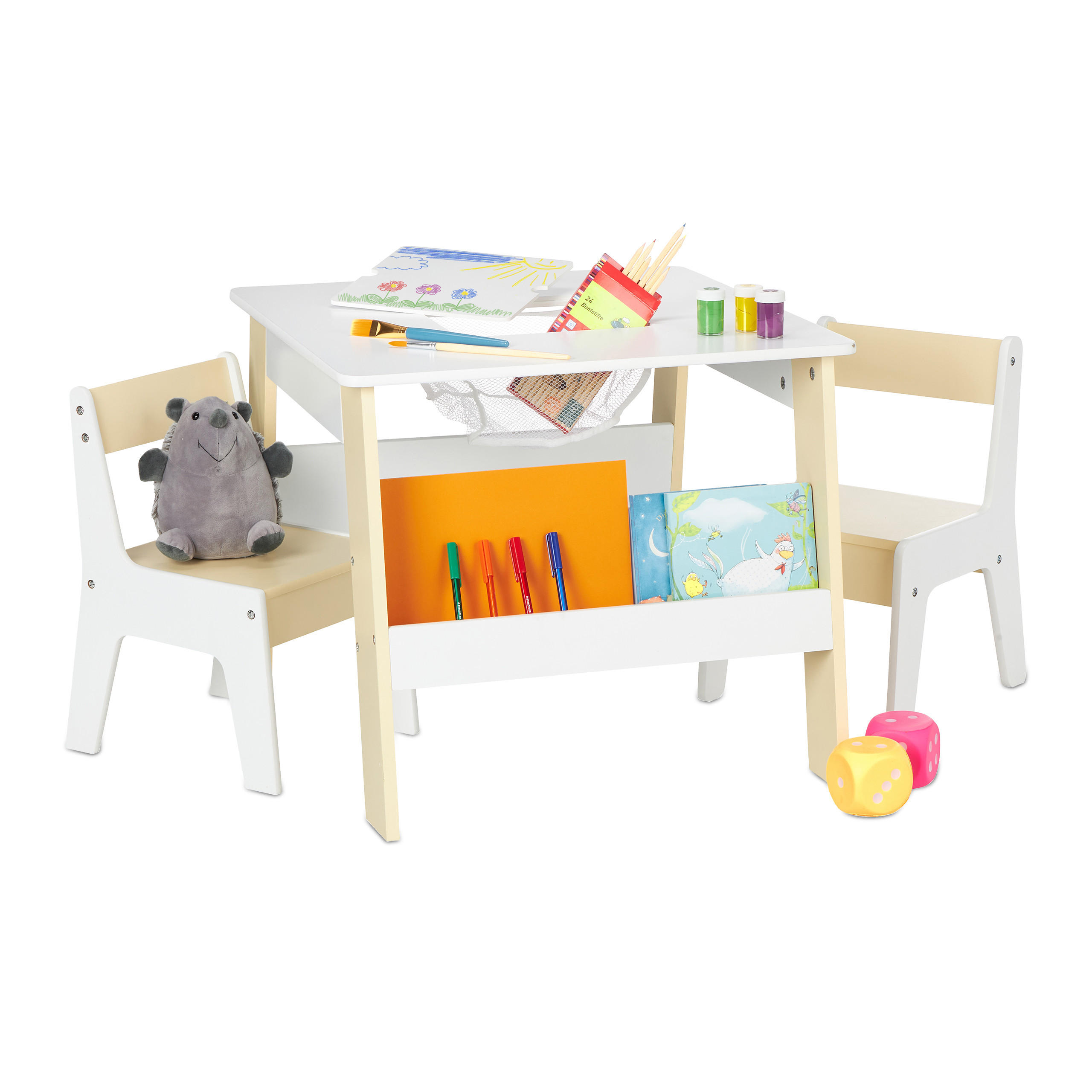 3-TLG.KINDERSITZGRUPPE - Weiß, Holzwerkstoff (55/51/69cm) - Relaxdays