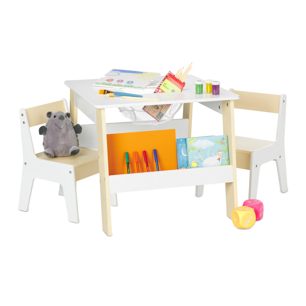 3-TLG.KINDERSITZGRUPPE - Weiß, Holzwerkstoff (55/51/69cm) - Relaxdays