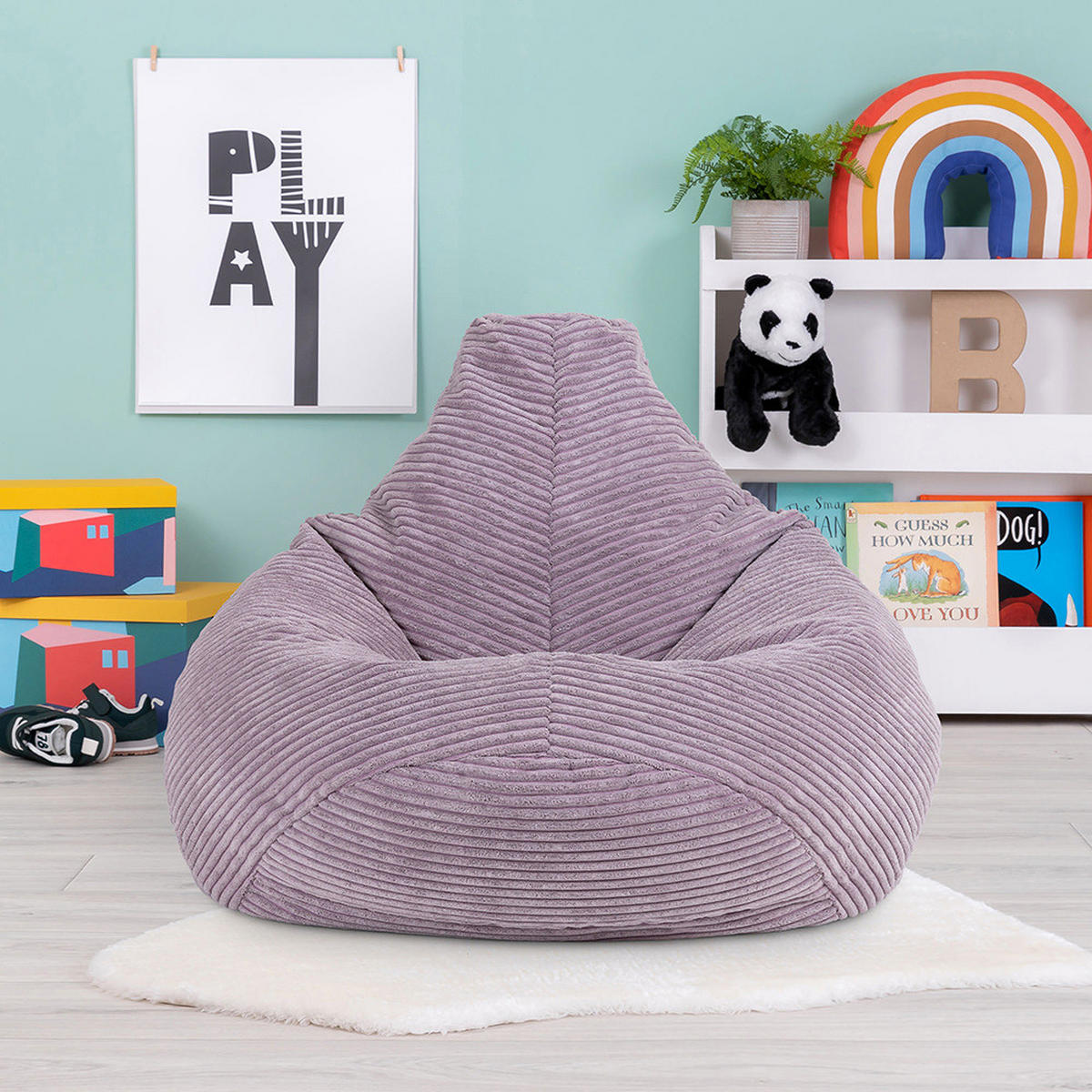 SITZSACK für Kinder Sessel aus Cord 2-tlg. - Lila, Textil (69/59/65cm) - icon
