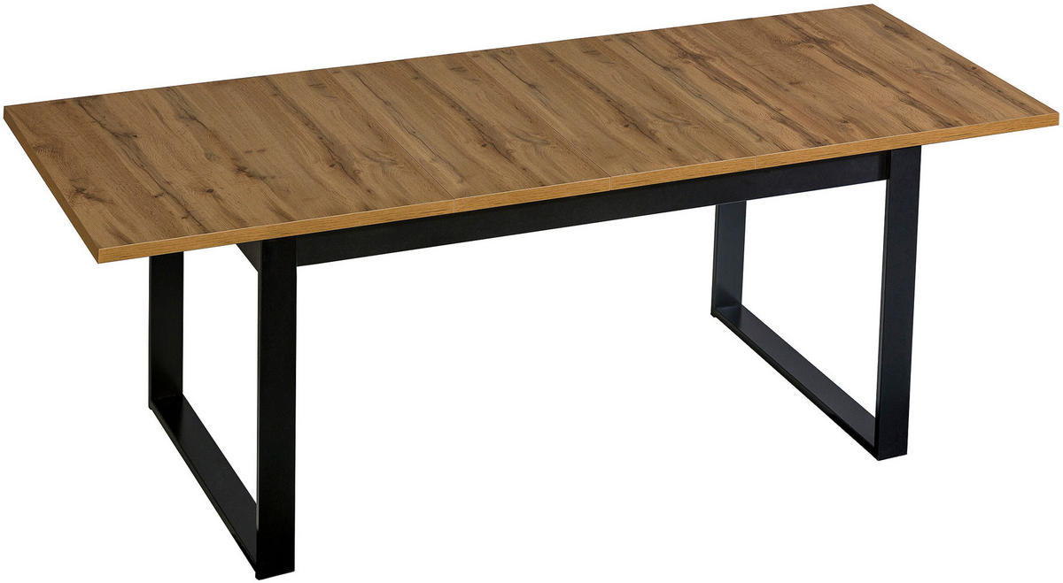 ESSTISCH Lamia Wotan Eiche / schwarz 160-240 / 90 / 77cm - Schwarz/Braun, Holz/Holzwerkstoff (90/240/77cm) - Feldmann-Wohnen