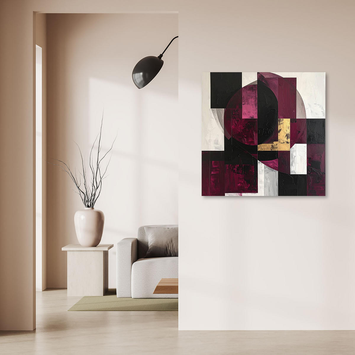 LEINWANDBILD 3D und geometrisch 60x60cm - Rot, Textil (60/60cm) - Feeby