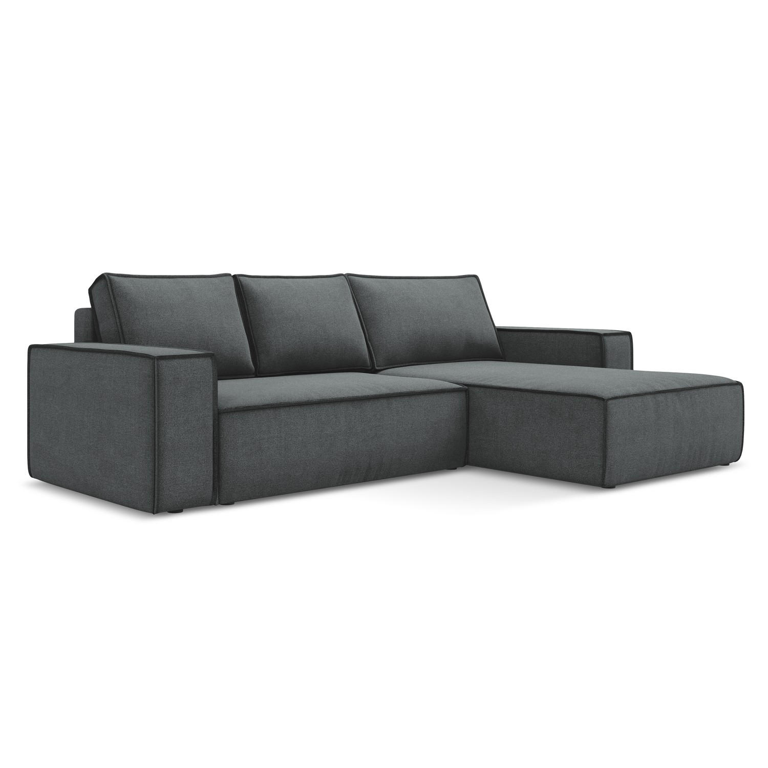 ECKSOFA mit Schlaffunktion Strukturstoff Stoff Grau - Schwarz/Grau, Kunststoff/Textil (290/185cm) - LaMiaSofa