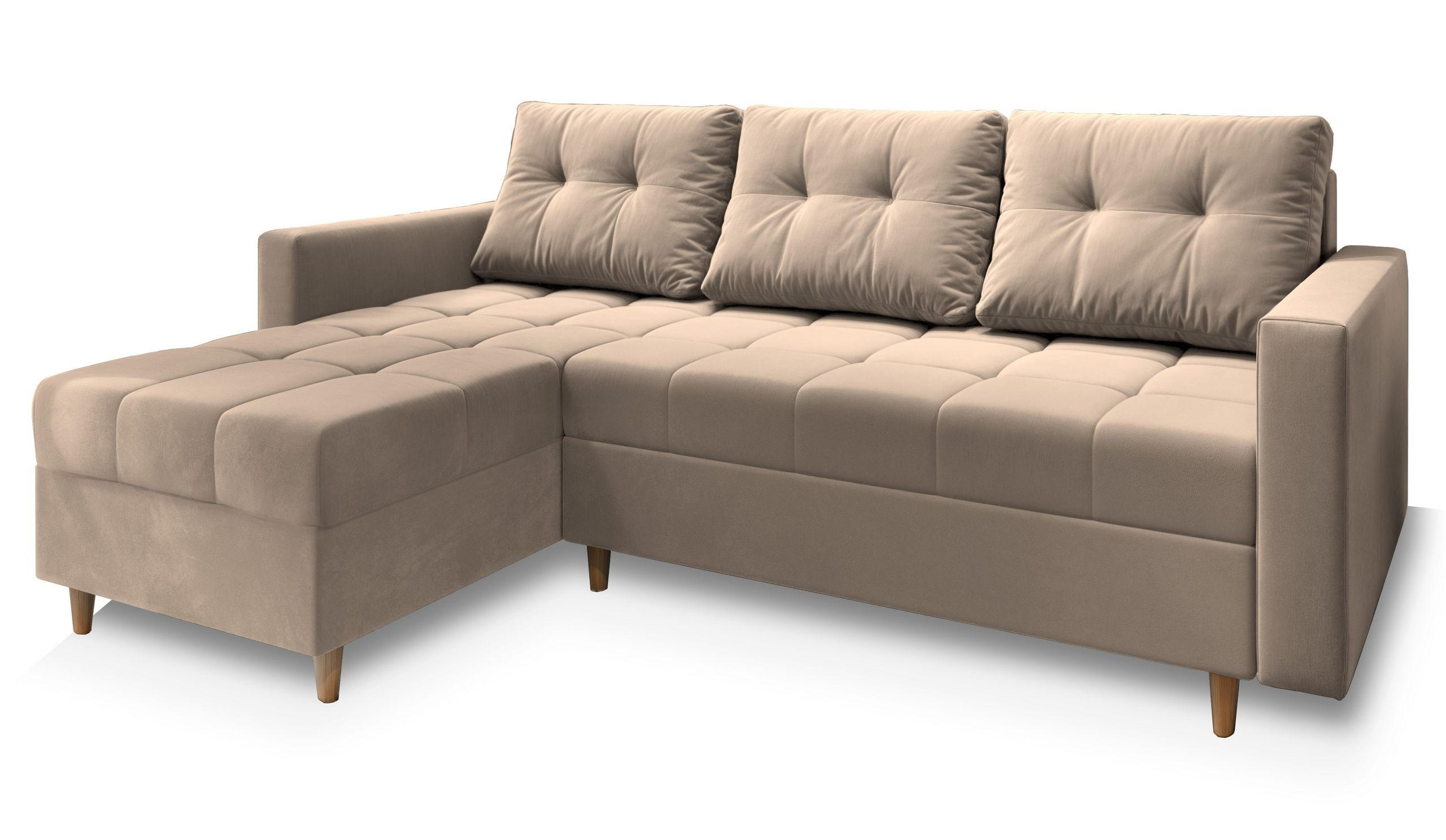 ROHOVÁ SEDAČKA MILO béžová - hnědá/béžová, dřevo/textil (220/140cm) - MASSENO